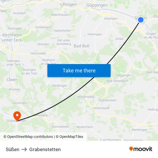 Süßen to Grabenstetten map