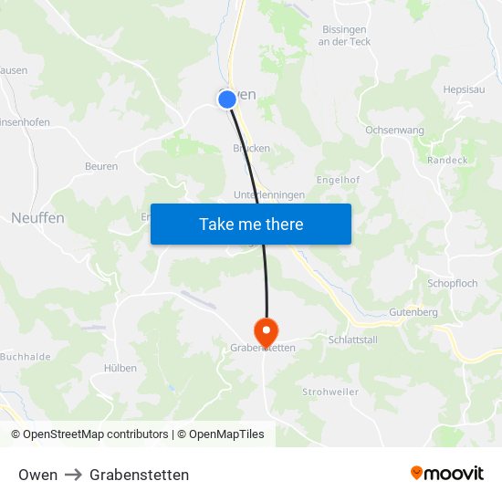 Owen to Grabenstetten map