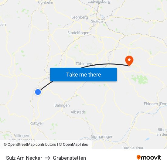 Sulz Am Neckar to Grabenstetten map