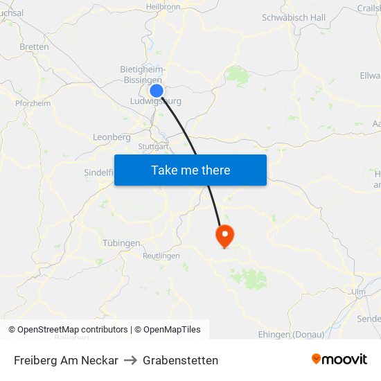 Freiberg Am Neckar to Grabenstetten map