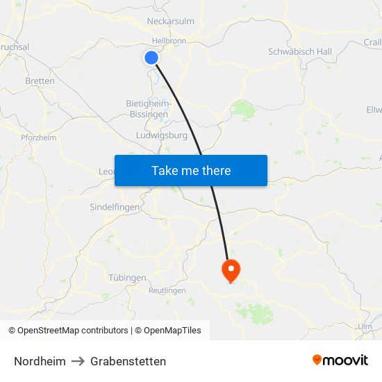 Nordheim to Grabenstetten map