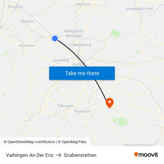 Vaihingen An Der Enz to Grabenstetten map