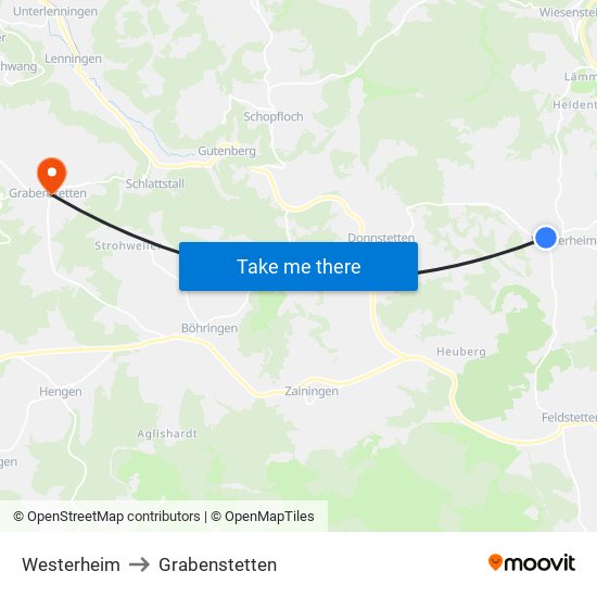 Westerheim to Grabenstetten map