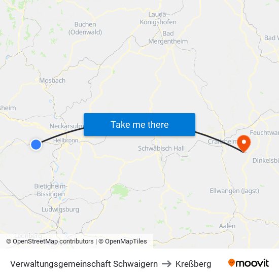 Verwaltungsgemeinschaft Schwaigern to Kreßberg map