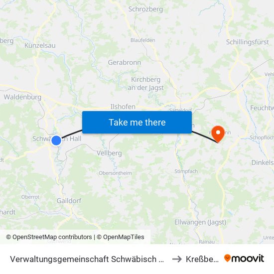 Verwaltungsgemeinschaft Schwäbisch Hall to Kreßberg map