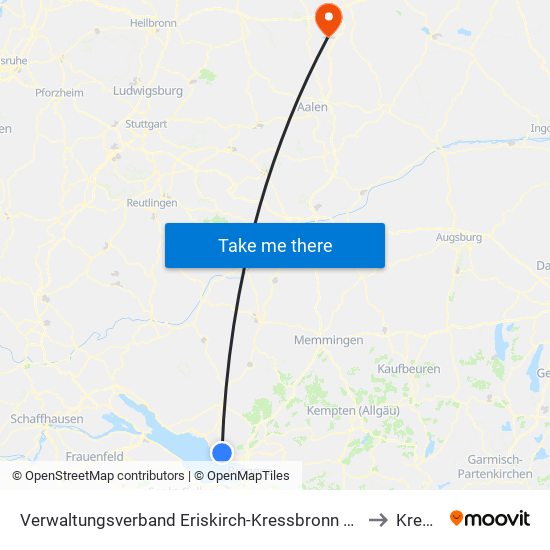 Verwaltungsverband Eriskirch-Kressbronn am Bodensee-Langenargen to Kreßberg map
