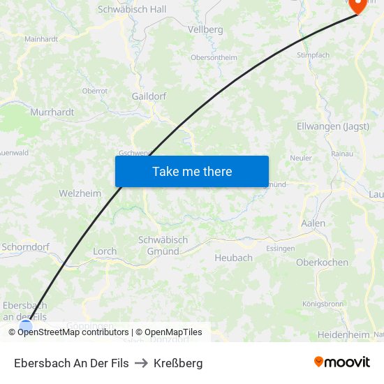 Ebersbach An Der Fils to Kreßberg map