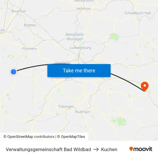 Verwaltungsgemeinschaft Bad Wildbad to Kuchen map