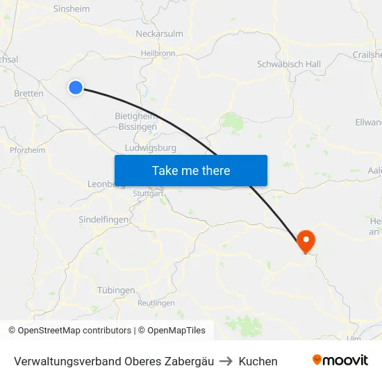 Verwaltungsverband Oberes Zabergäu to Kuchen map