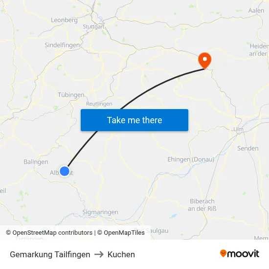 Gemarkung Tailfingen to Kuchen map