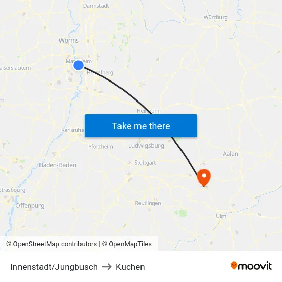 Innenstadt/Jungbusch to Kuchen map