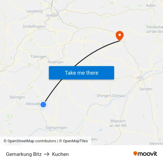 Gemarkung Bitz to Kuchen map