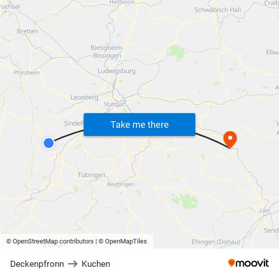 Deckenpfronn to Kuchen map