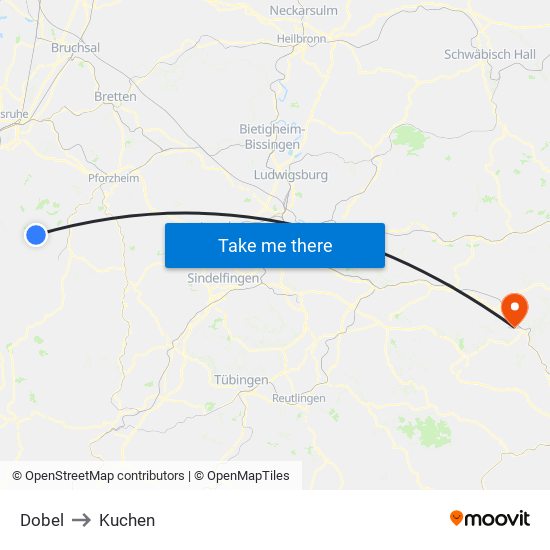 Dobel to Kuchen map