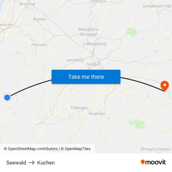 Seewald to Kuchen map