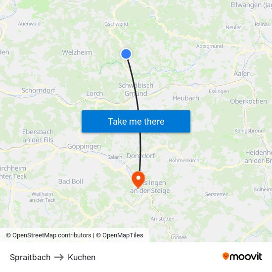 Spraitbach to Kuchen map