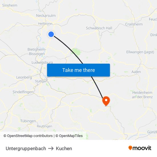 Untergruppenbach to Kuchen map