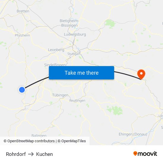 Rohrdorf to Kuchen map