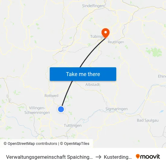 Verwaltungsgemeinschaft Spaichingen to Kusterdingen map