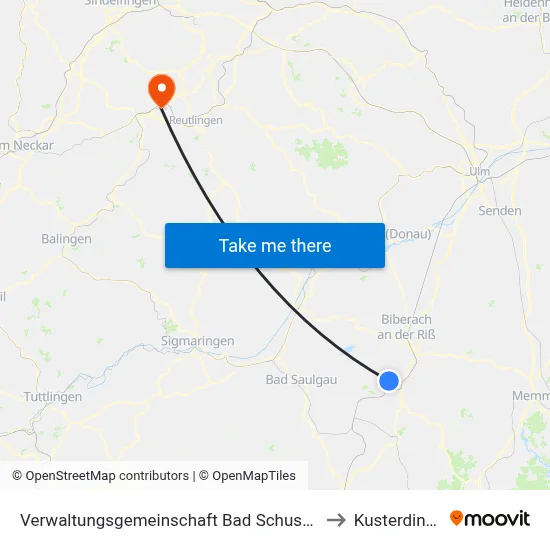 Verwaltungsgemeinschaft Bad Schussenried to Kusterdingen map
