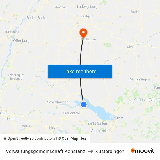 Verwaltungsgemeinschaft Konstanz to Kusterdingen map