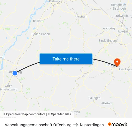 Verwaltungsgemeinschaft Offenburg to Kusterdingen map