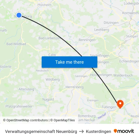 Verwaltungsgemeinschaft Neuenbürg to Kusterdingen map