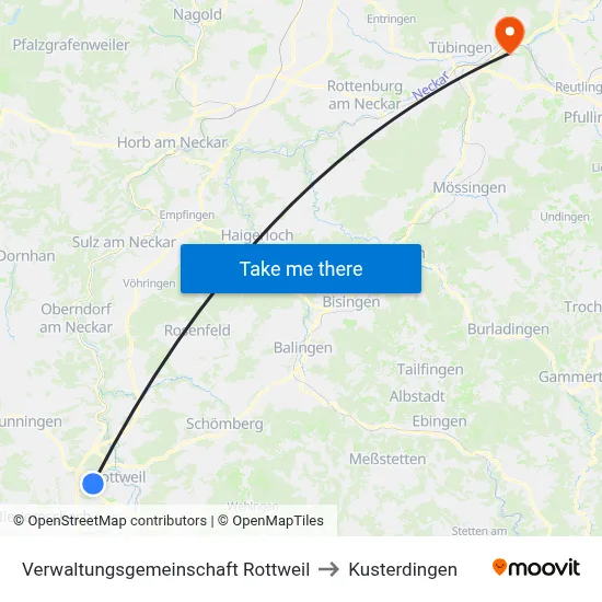 Verwaltungsgemeinschaft Rottweil to Kusterdingen map
