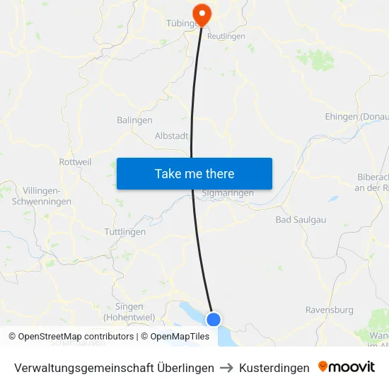 Verwaltungsgemeinschaft Überlingen to Kusterdingen map