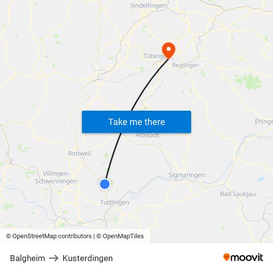 Balgheim to Kusterdingen map