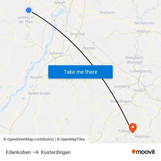 Edenkoben to Kusterdingen map