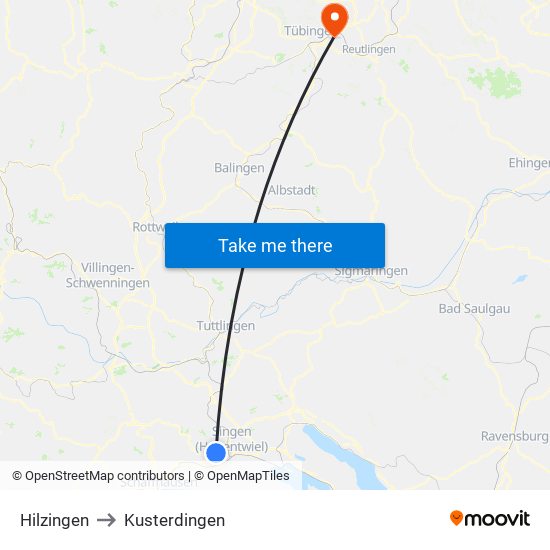 Hilzingen to Kusterdingen map