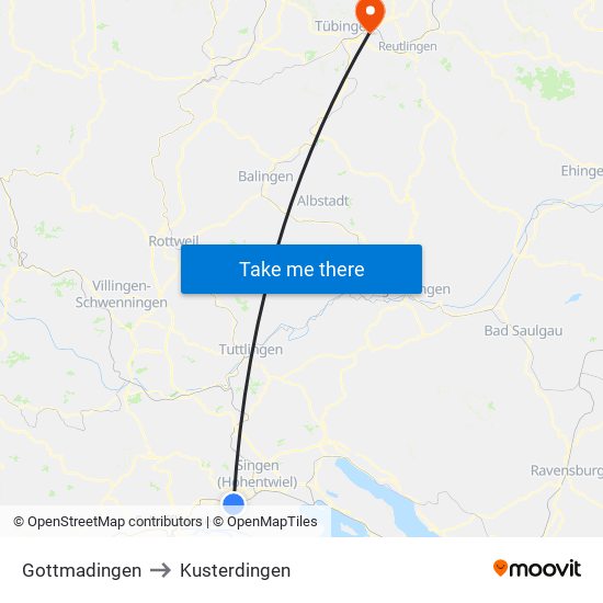 Gottmadingen to Kusterdingen map