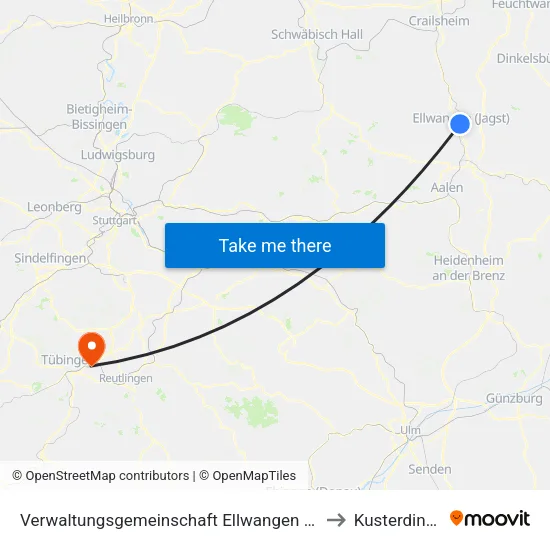 Verwaltungsgemeinschaft Ellwangen (Jagst) to Kusterdingen map