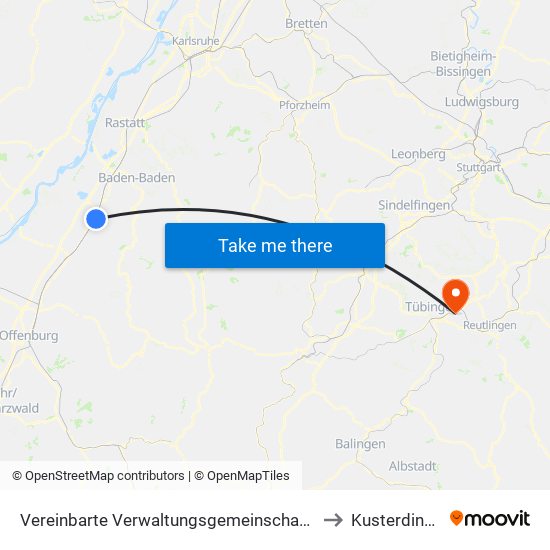 Vereinbarte Verwaltungsgemeinschaft Bühl to Kusterdingen map