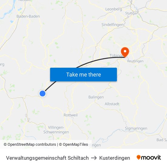 Verwaltungsgemeinschaft Schiltach to Kusterdingen map