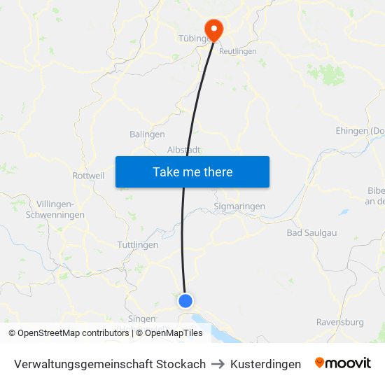 Verwaltungsgemeinschaft Stockach to Kusterdingen map