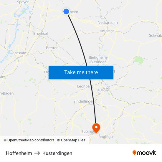 Hoffenheim to Kusterdingen map