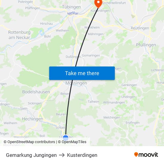 Gemarkung Jungingen to Kusterdingen map