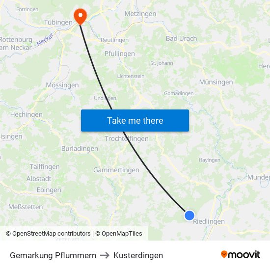 Gemarkung Pflummern to Kusterdingen map