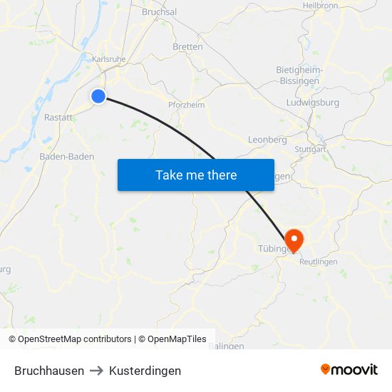 Bruchhausen to Kusterdingen map