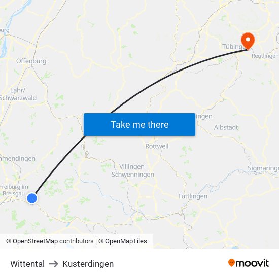 Wittental to Kusterdingen map