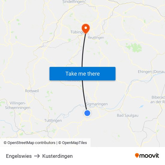 Engelswies to Kusterdingen map