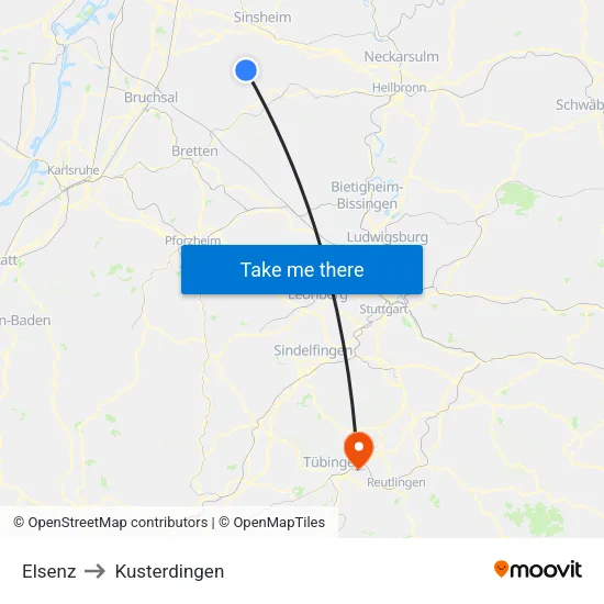 Elsenz to Kusterdingen map