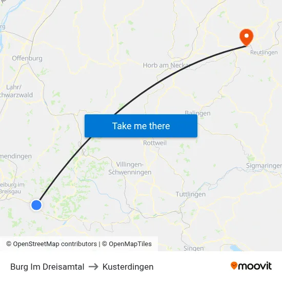 Burg Im Dreisamtal to Kusterdingen map