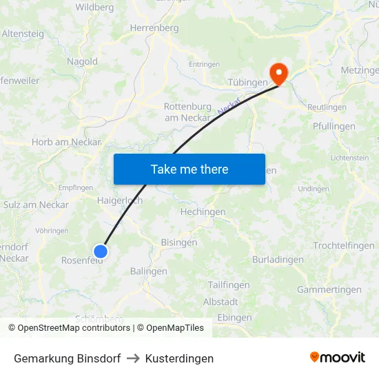 Gemarkung Binsdorf to Kusterdingen map