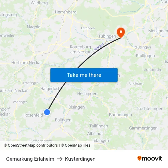 Gemarkung Erlaheim to Kusterdingen map