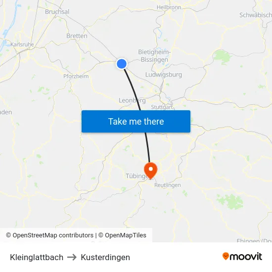 Kleinglattbach to Kusterdingen map
