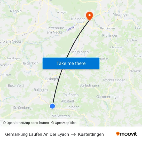 Gemarkung Laufen An Der Eyach to Kusterdingen map