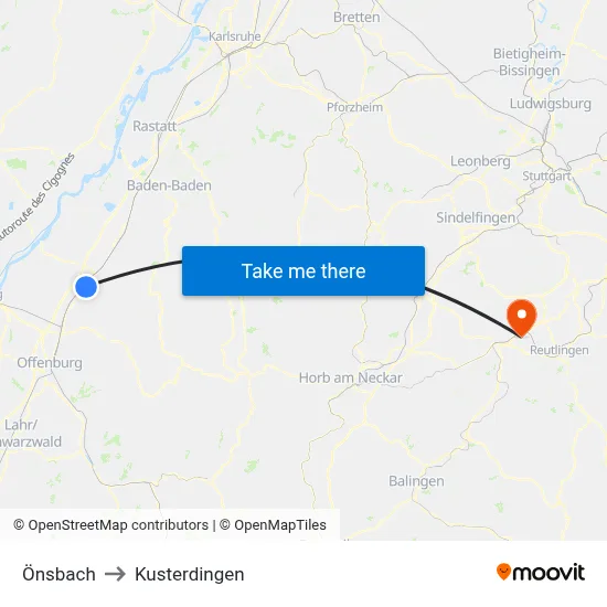 Önsbach to Kusterdingen map